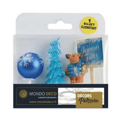 Kit Joyeux Noël bleu : 1 kit contient 4 éléments : 1 élément à planter " sapin bleu " 1 élément à planter boule de Noël bleue 1 élément en résine à planter " doudoune bleue " 1 élément à planter " Joyeuses fêtes " clignotant Couleur : bleu Référence : 1082 Décos pour gâteaux Photo non contractuelle : certains éléments peuvent varier - Mondo Déco entreprise française