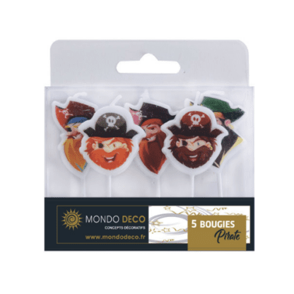 5 bougies pirate : 1 x 5 bougies Couleur : multicolore Référence : 1087 Décors pâtissiers, bougies - Mondo Déco entreprise française