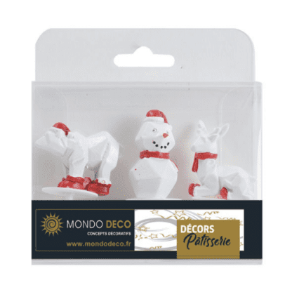 Kit Joyeux Noël origami : 1 kit contient 3 éléments en résine à planter Référence : 1091 Couleur : rouge et blanc Décos pour gâteaux Photo non contractuelle : certains éléments peuvent varier - Mondo Déco entreprise française