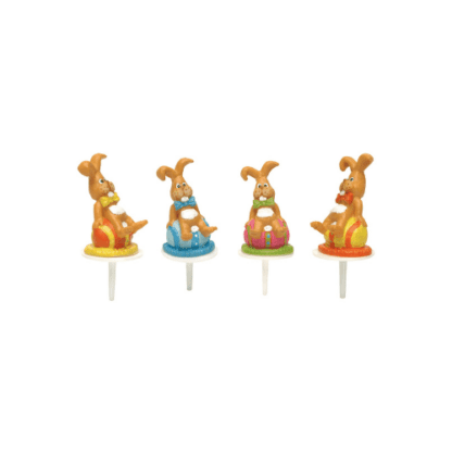 Lapins sur œuf : 200 pièces Sur pique en plastique Dimensions hors pique : H.4,5 cm Matière : résine Couleur : multicolore Référence : 162 Décors pâtissiers - Déo gâteaux - Thème : Pâques - Mondo Déco entreprise française