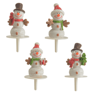 Bonhommes de neige chapeau en résine : 200 pièces Assortiment aléatoire Sur pique en plastique Dimensions hors pique : H.3,5 cm Matière : résine Couleur : multicolore Référence : 3035 Décors pâtissiers Thème : Fêtes de fin d'année - Mondo Déco entreprise française