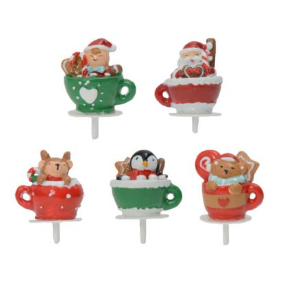 Tasses de Noël en résine : 200 pièces Assortiment aléatoire Sur pique en plastique Dimensions hors pique : H.3,5 cm Matière : résine Couleur : multicolore Référence : 3081 Décors pâtissiers - Déco gâteaux - Thème : Fêtes de fin d'année - Mondo Déco entreprise française