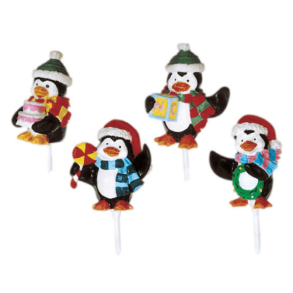 Pingouins joyeux : 144 pièces Différents modèles Assortiment aléatoire Sur pique en plastique Dimensions hors pique : H.3,5 cm Matière : plastique Couleur : multicolore Référence : 330 Décors pâtissiers Thème : Fêtes de fin d'année - Mondo Déco entreprise française