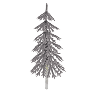 sapins argentés : 144 pièces Dimensions : H.4,5 cm - Ø 3 cm Matière : plastique Couleur : gris Référence : 303 Décors pâtissiers Thème : Fêtes de fin d'année - Mondo Déco entreprise française