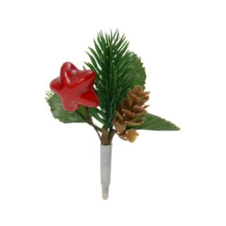 Bouquets étoile de Noël : 100 pièces Dimensions : H.5 cm Matière : plastique Couleur : marron, vert et rouge Référence : 3084 Décors pâtissiers Thème : Fêtes de fin d'année - Mondo Déco entreprise française