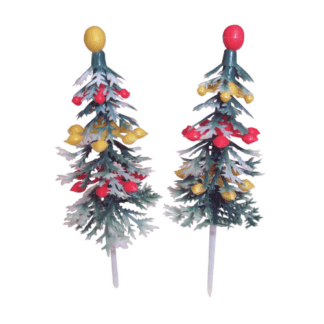 sapins décorés : 144 pièces Dimensions : H.6,5 cm - Ø 3 cm Matière : plastique Couleur : multicolore Référence : 394 Décors pâtissiers Thème : Fêtes de fin d'année - Mondo Déco entreprise française